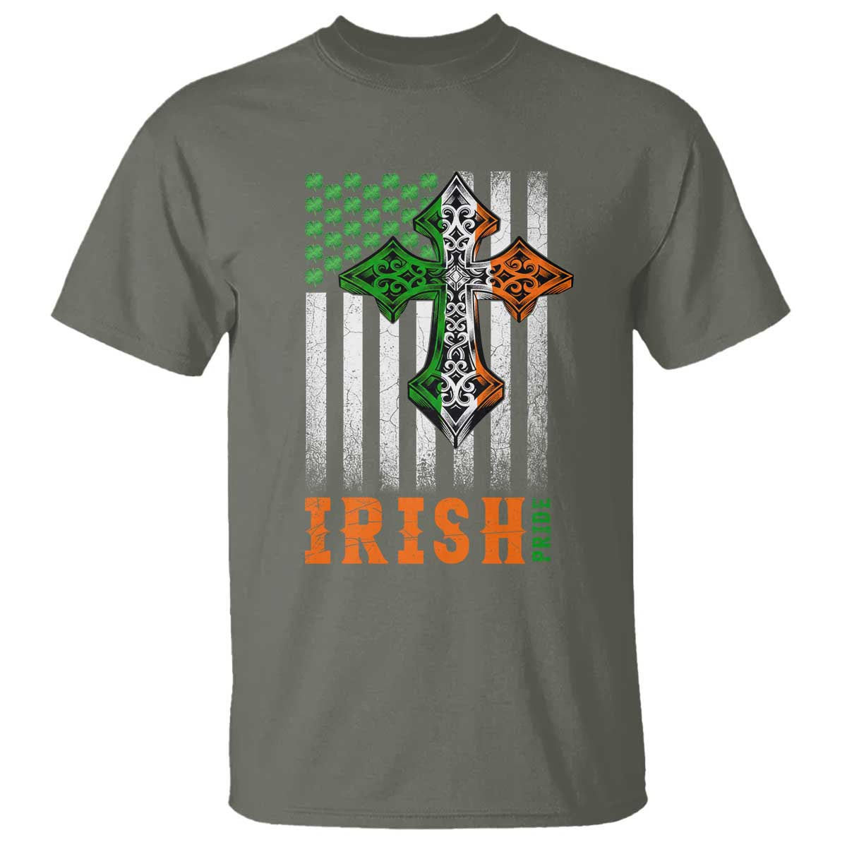 Irish American Pride Celtic Cross USA Flag T Shirt St Patricks Day Gift