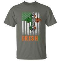 Irish American Pride Celtic Cross USA Flag T Shirt St Patricks Day Gift