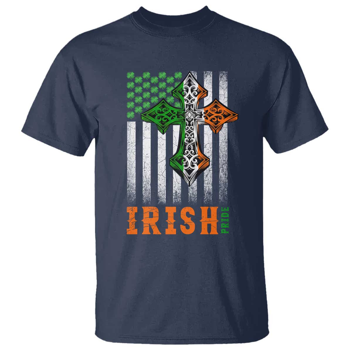 Irish American Pride Celtic Cross USA Flag T Shirt St Patricks Day Gift