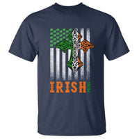 Irish American Pride Celtic Cross USA Flag T Shirt St Patricks Day Gift