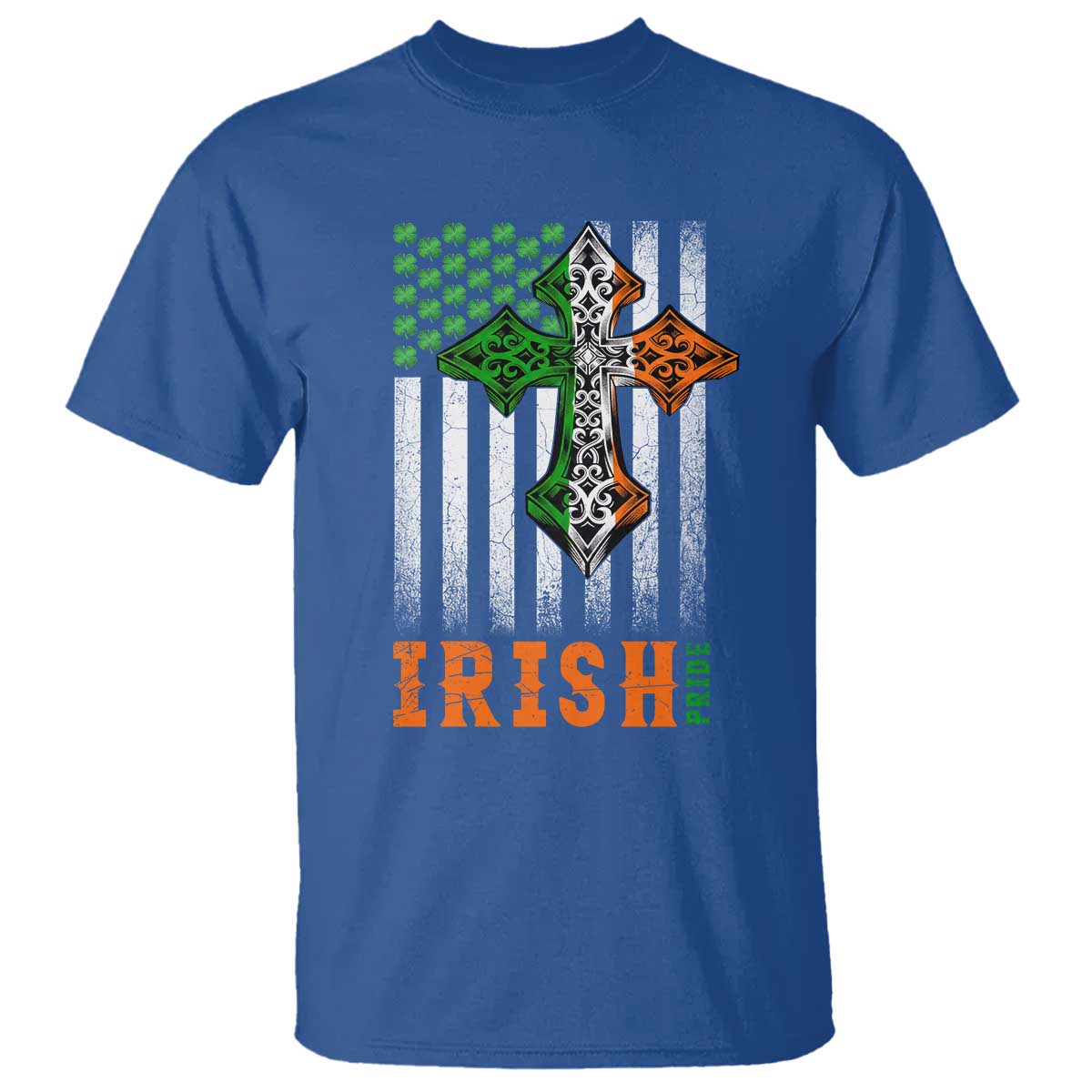 Irish American Pride Celtic Cross USA Flag T Shirt St Patricks Day Gift