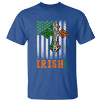 Irish American Pride Celtic Cross USA Flag T Shirt St Patricks Day Gift