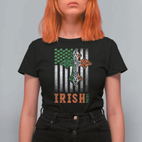Irish American Pride Celtic Cross USA Flag T Shirt For Women St Patricks Day Gift