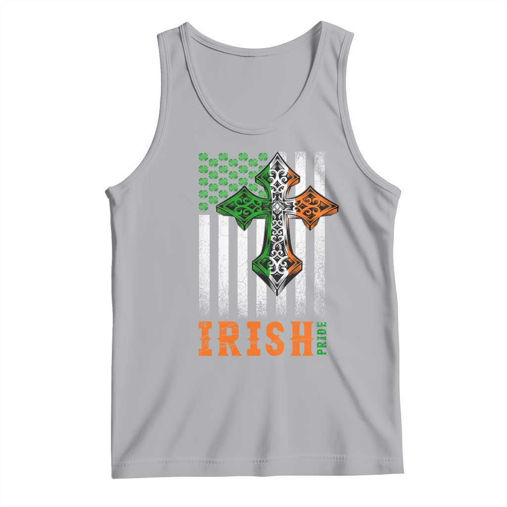 Irish American Pride Celtic Cross USA Flag Tank Top St Patricks Day Gift