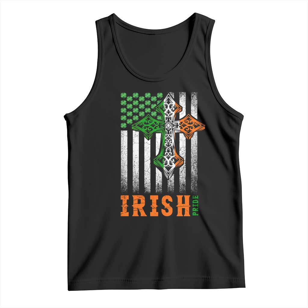 Irish American Pride Celtic Cross USA Flag Tank Top St Patricks Day Gift