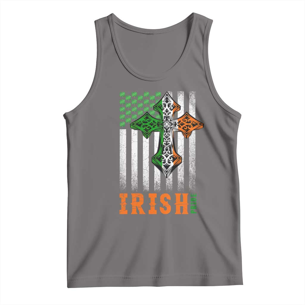 Irish American Pride Celtic Cross USA Flag Tank Top St Patricks Day Gift