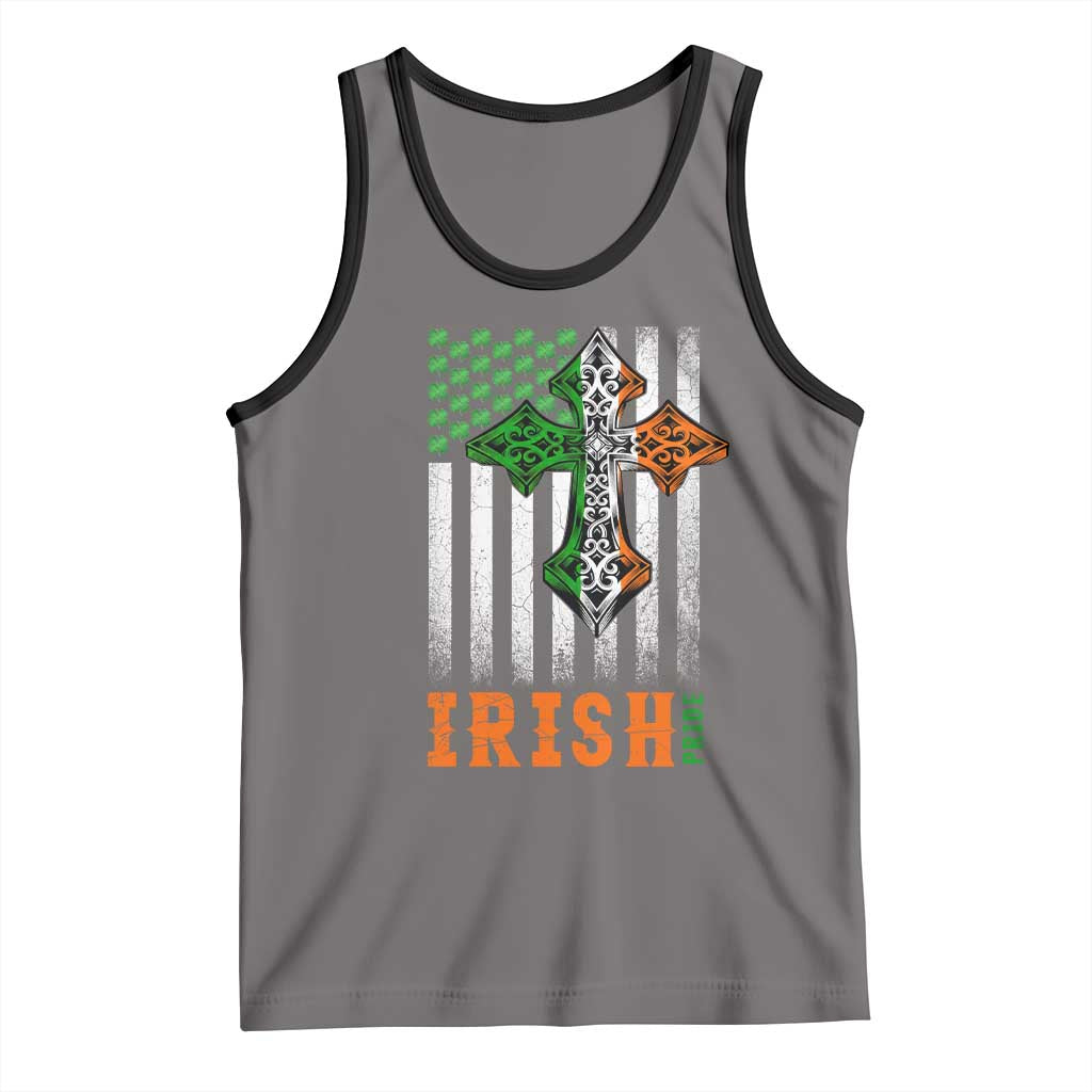 Irish American Pride Celtic Cross USA Flag Tank Top St Patricks Day Gift