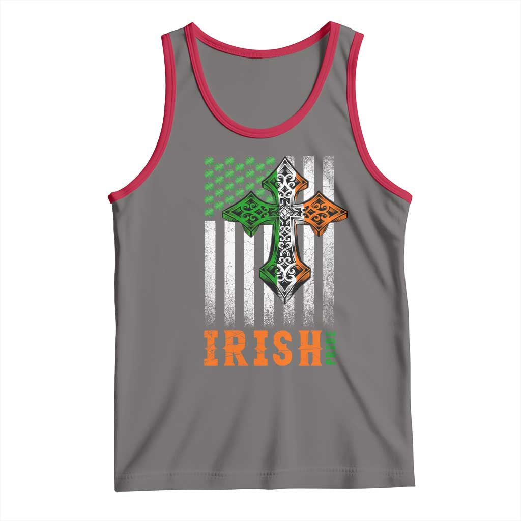 Irish American Pride Celtic Cross USA Flag Tank Top St Patricks Day Gift