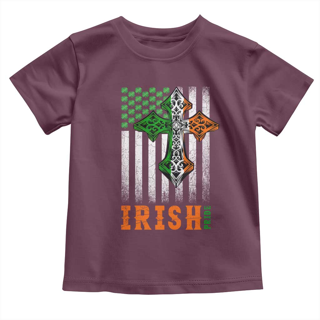 Irish American Pride Celtic Cross USA Flag Toddler T Shirt St Patricks Day Gift