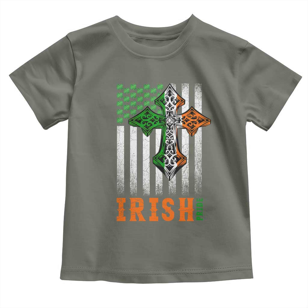 Irish American Pride Celtic Cross USA Flag Toddler T Shirt St Patricks Day Gift