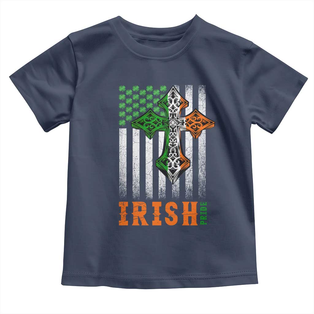 Irish American Pride Celtic Cross USA Flag Toddler T Shirt St Patricks Day Gift