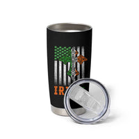 Irish American Pride Celtic Cross USA Flag Tumbler Cup St Patricks Day Gift