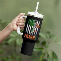 Irish American Pride Celtic Cross USA Flag Tumbler With Handle St Patricks Day Gift