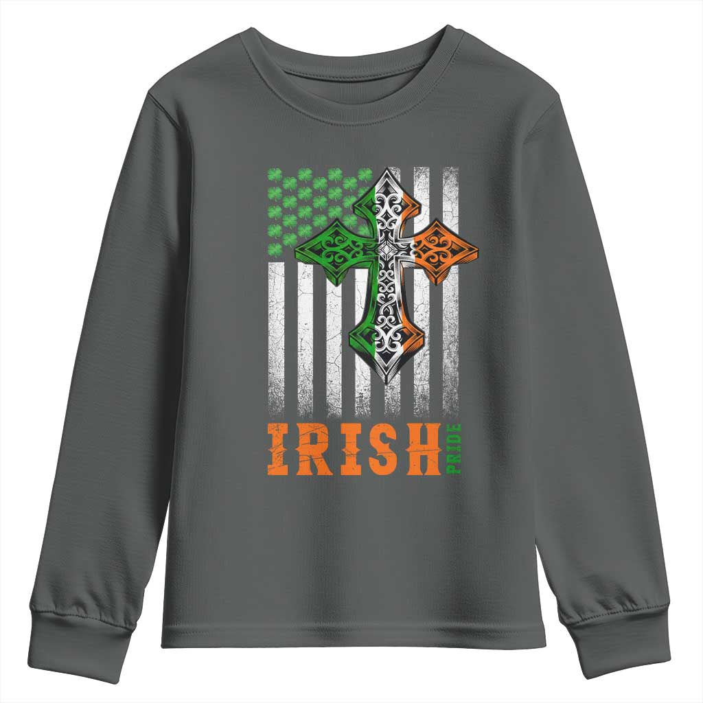 Irish American Pride Celtic Cross USA Flag Youth Sweatshirt St Patricks Day Gift