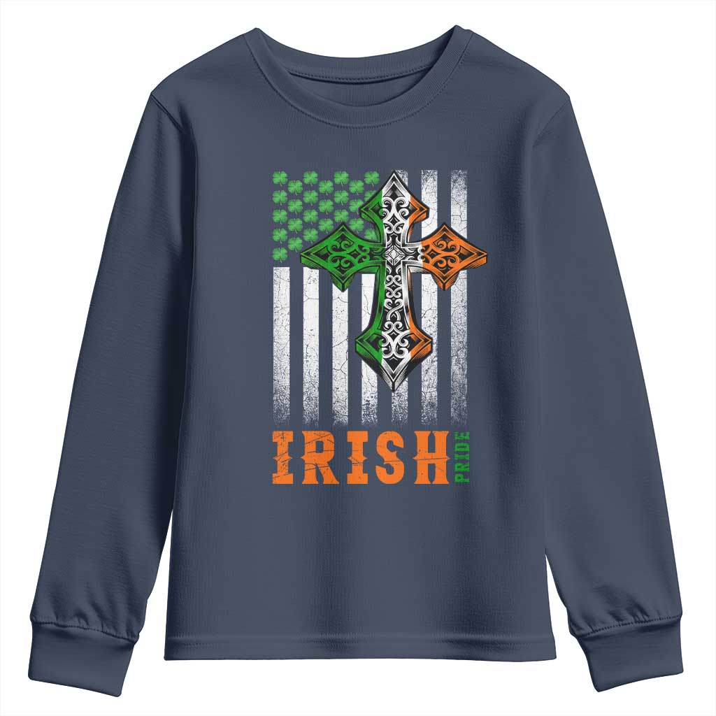 Irish American Pride Celtic Cross USA Flag Youth Sweatshirt St Patricks Day Gift