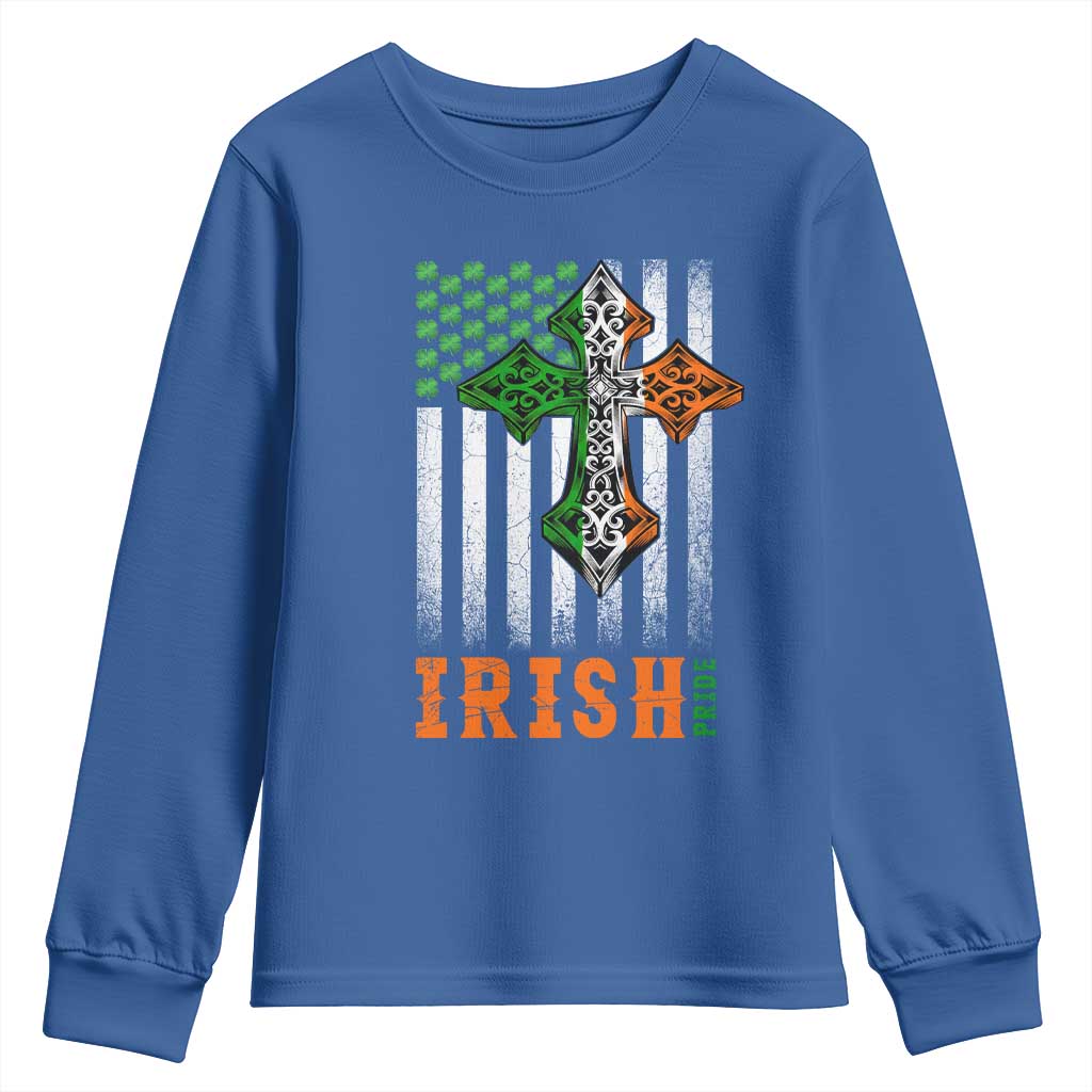 Irish American Pride Celtic Cross USA Flag Youth Sweatshirt St Patricks Day Gift