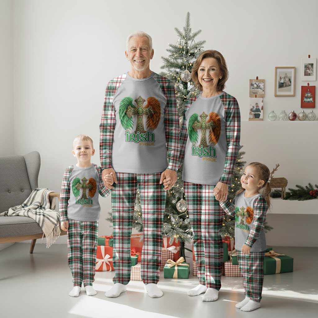 Irish Pride Celtic Cross Plaid Pajama Set Christian Gift