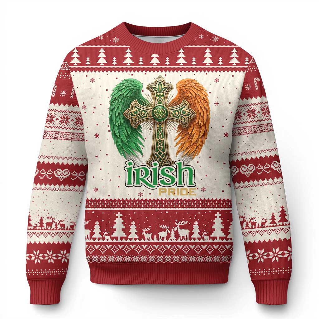 Irish Pride Celtic Cross Ugly Christmas Sweater Christian Gift