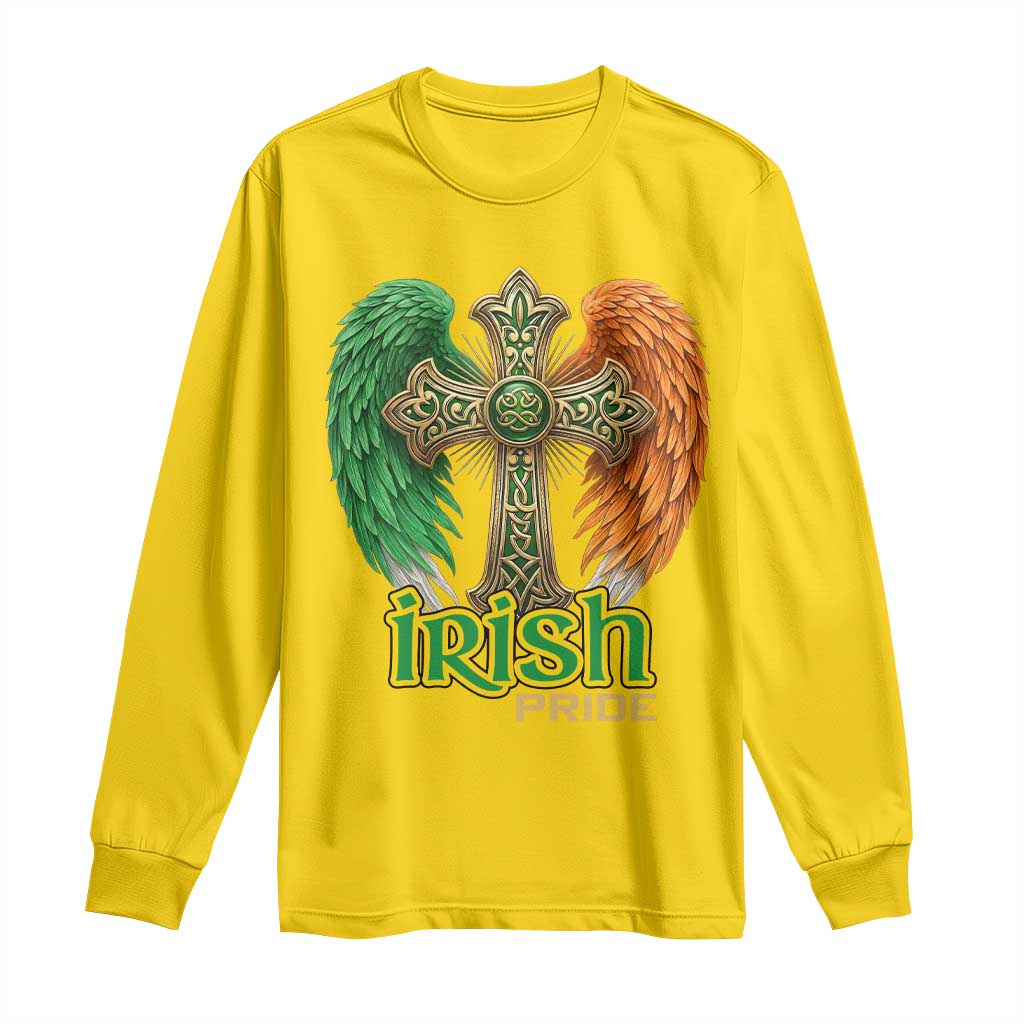 Irish Pride Celtic Cross Long Sleeve Shirt Christian Gift