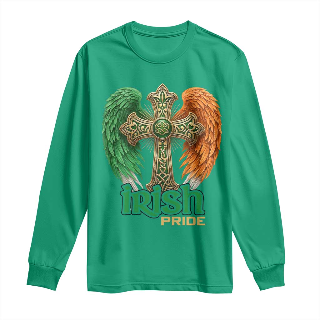 Irish Pride Celtic Cross Long Sleeve Shirt Christian Gift