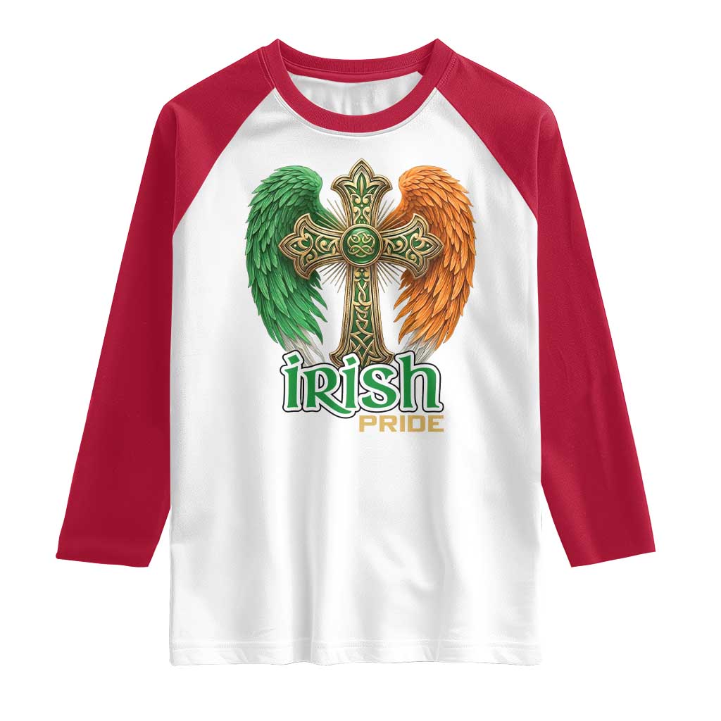 Irish Pride Celtic Cross Raglan Shirt Christian Gift