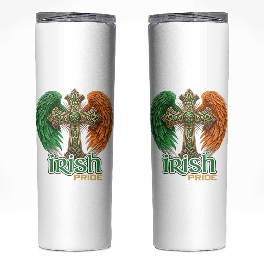 Irish Pride Celtic Cross Skinny Tumbler Christian Gift