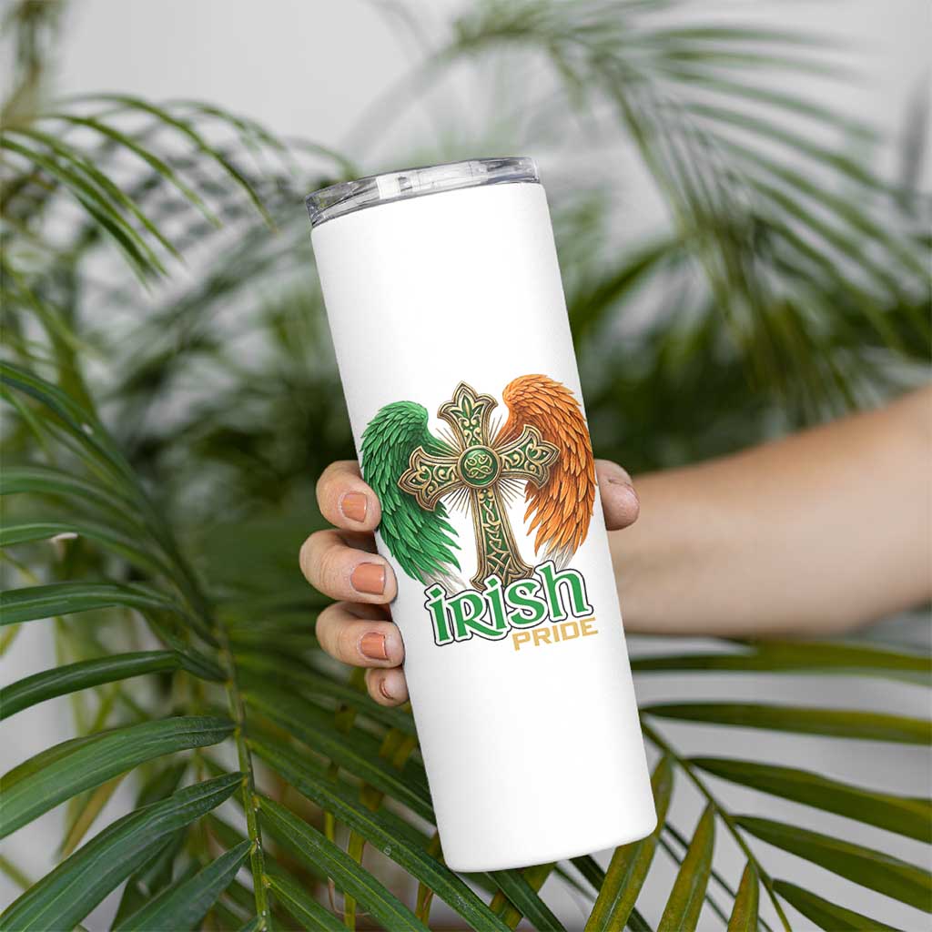Irish Pride Celtic Cross Skinny Tumbler Christian Gift