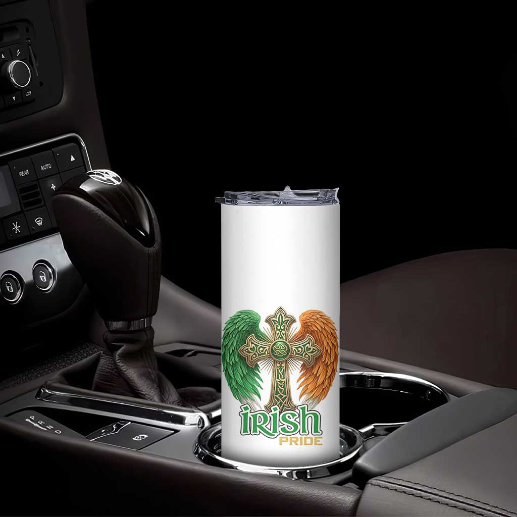 Irish Pride Celtic Cross Skinny Tumbler Christian Gift