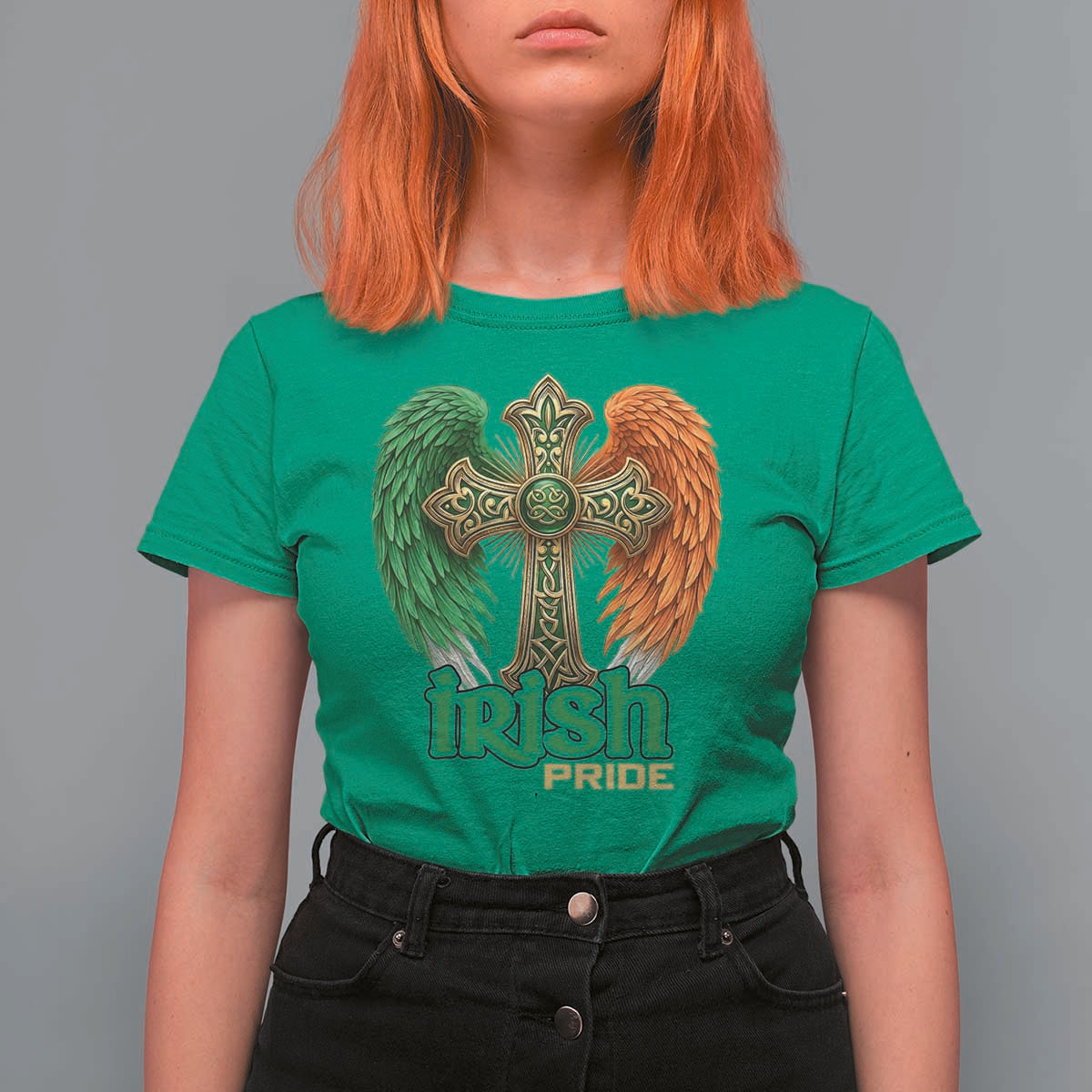 Irish Pride Celtic Cross T Shirt For Women Christian Gift