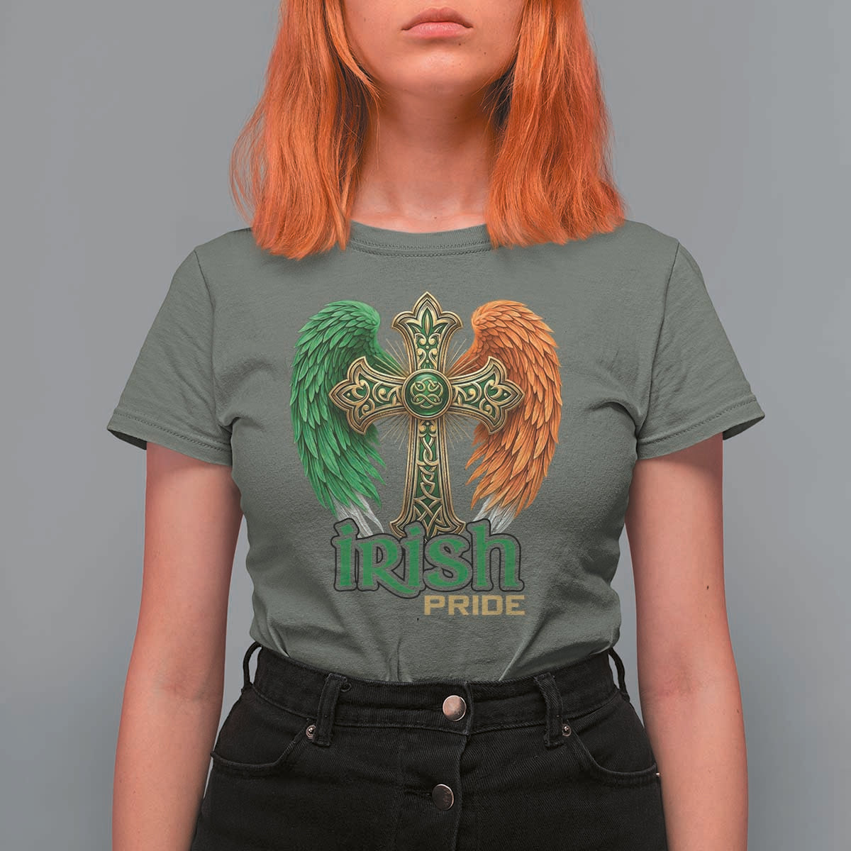 Irish Pride Celtic Cross T Shirt For Women Christian Gift