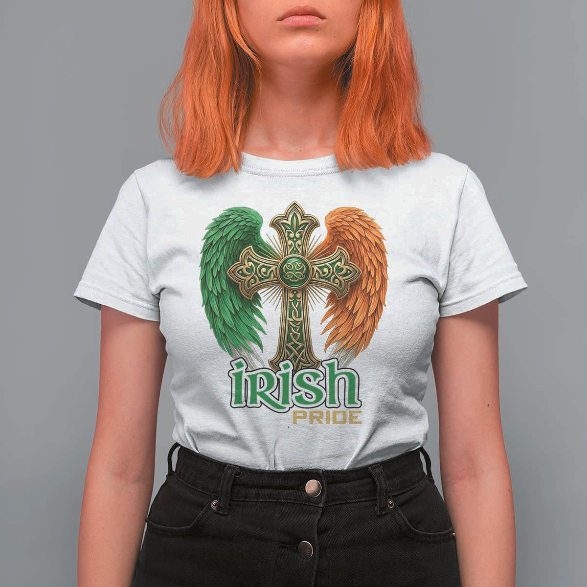 Irish Pride Celtic Cross T Shirt For Women Christian Gift