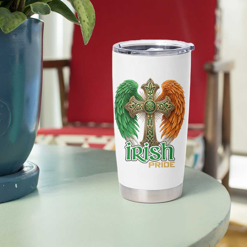 Irish Pride Celtic Cross Tumbler Cup Christian Gift