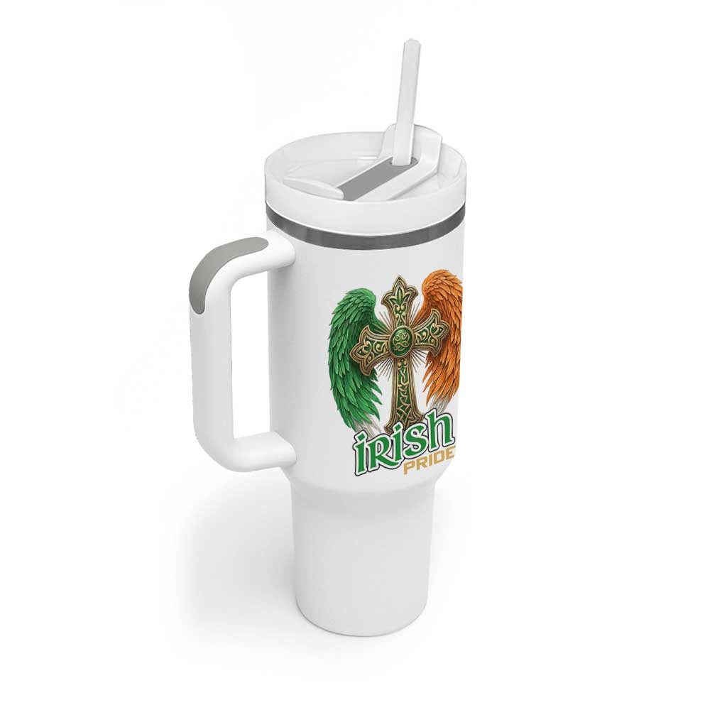 Irish Pride Celtic Cross Tumbler With Handle Christian Gift