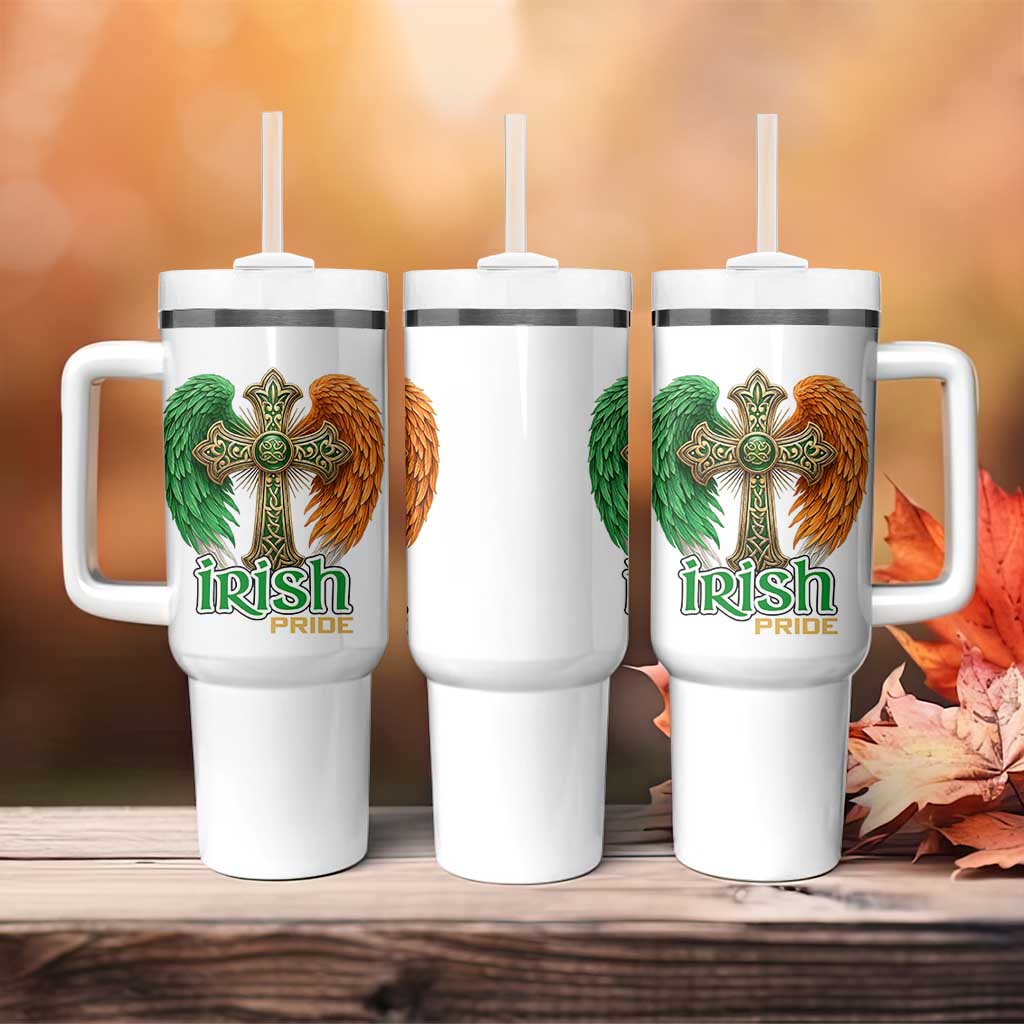Irish Pride Celtic Cross Tumbler With Handle Christian Gift