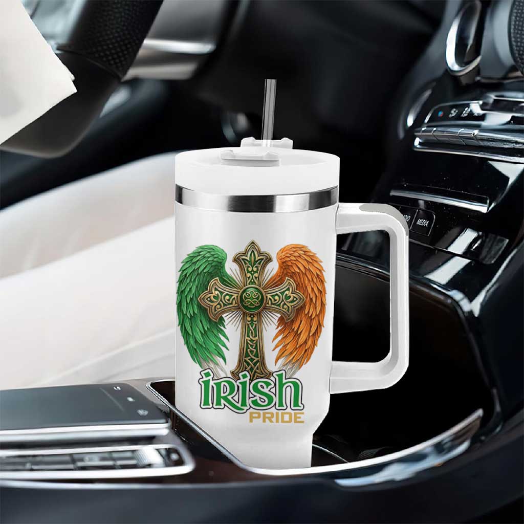 Irish Pride Celtic Cross Tumbler With Handle Christian Gift