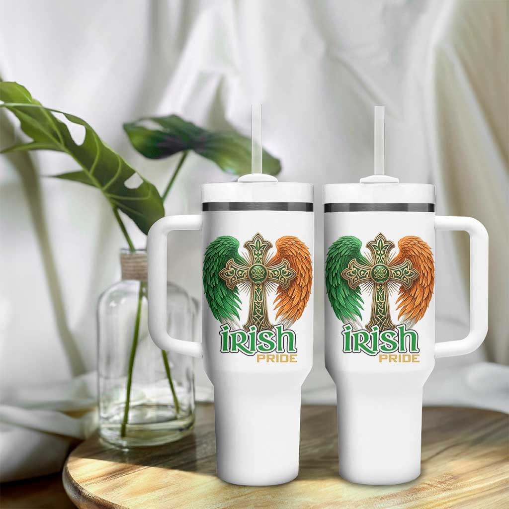 Irish Pride Celtic Cross Tumbler With Handle Christian Gift