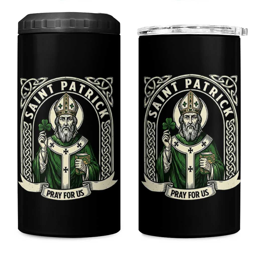 Saint Patrick Pray For Us 4 in 1 Can Cooler Tumbler St Patricks Day Religious Gift