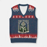 Saint Patrick Pray For Us V-Neck Knit Sweater Vest St Patricks Day Religious Gift