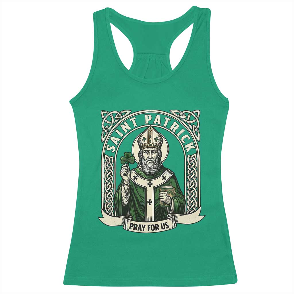 Saint Patrick Pray For Us Racerback Tank Top St Patricks Day Religious Gift