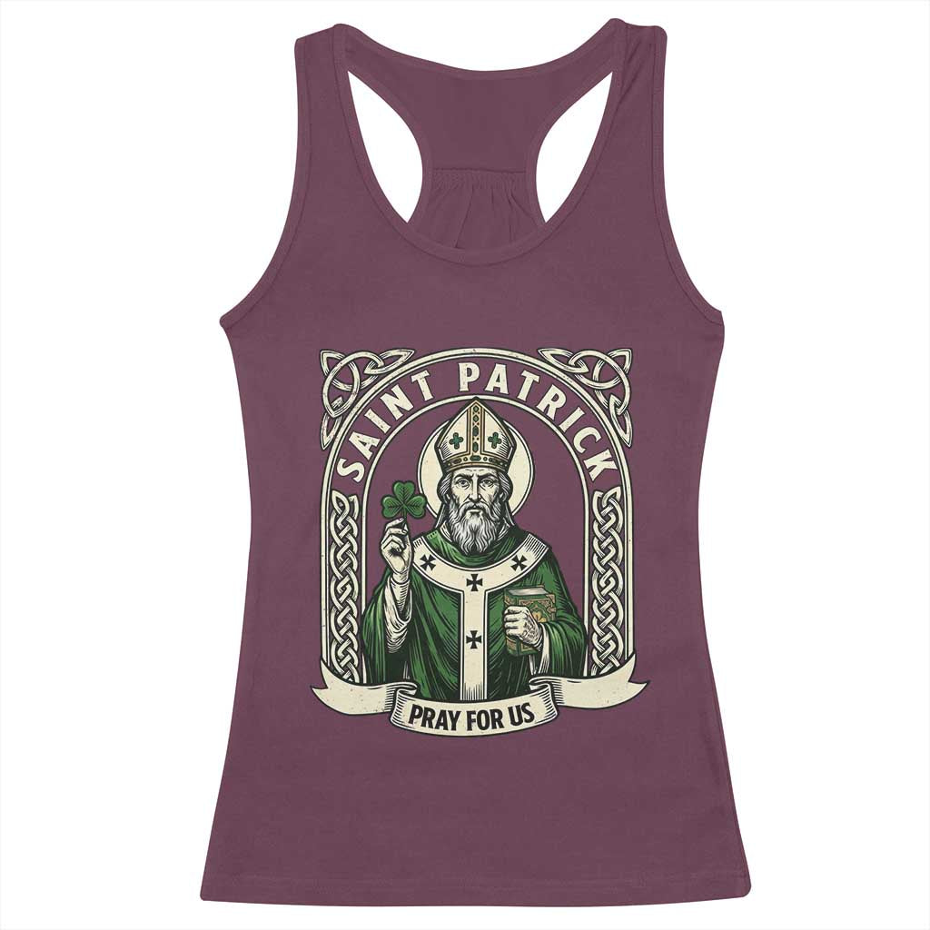 Saint Patrick Pray For Us Racerback Tank Top St Patricks Day Religious Gift