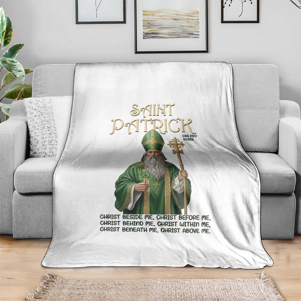 Saint Patrick Ora Pro Nobis Throw Blanket Irish Christian Prayer