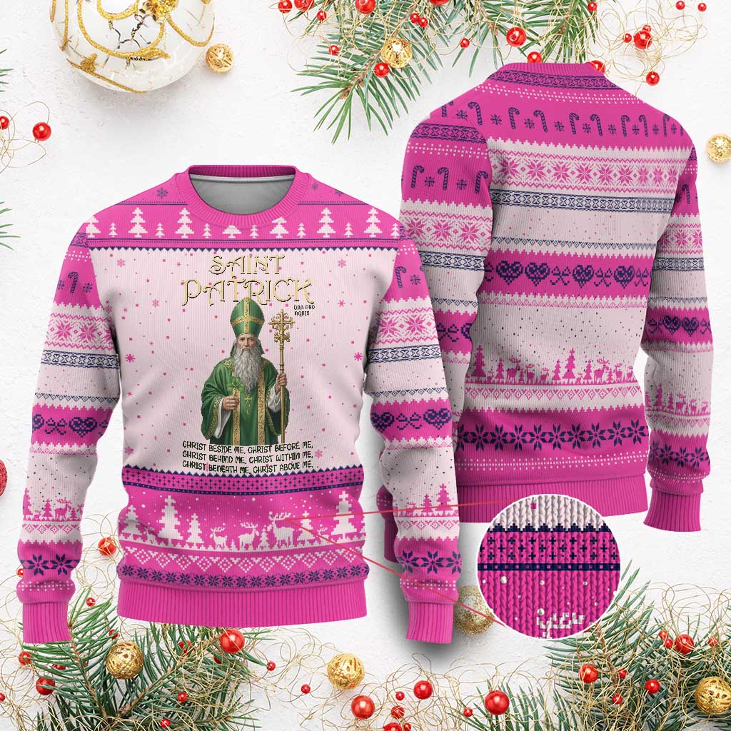 Saint Patrick Ora Pro Nobis Ugly Christmas Sweater Irish Christian Prayer