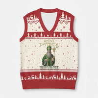Saint Patrick Ora Pro Nobis V-Neck Knit Sweater Vest Irish Christian Prayer