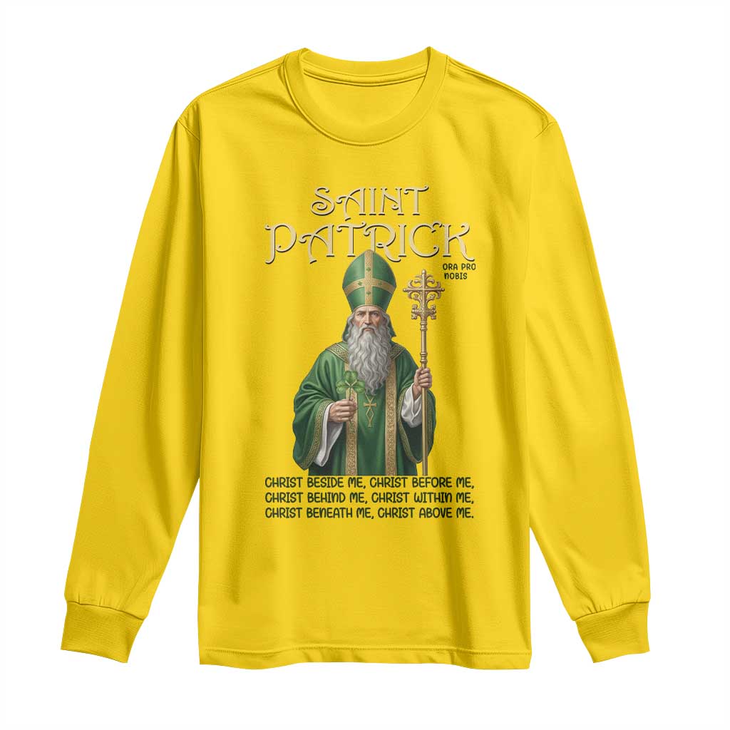 Saint Patrick Ora Pro Nobis Long Sleeve Shirt Irish Christian Prayer
