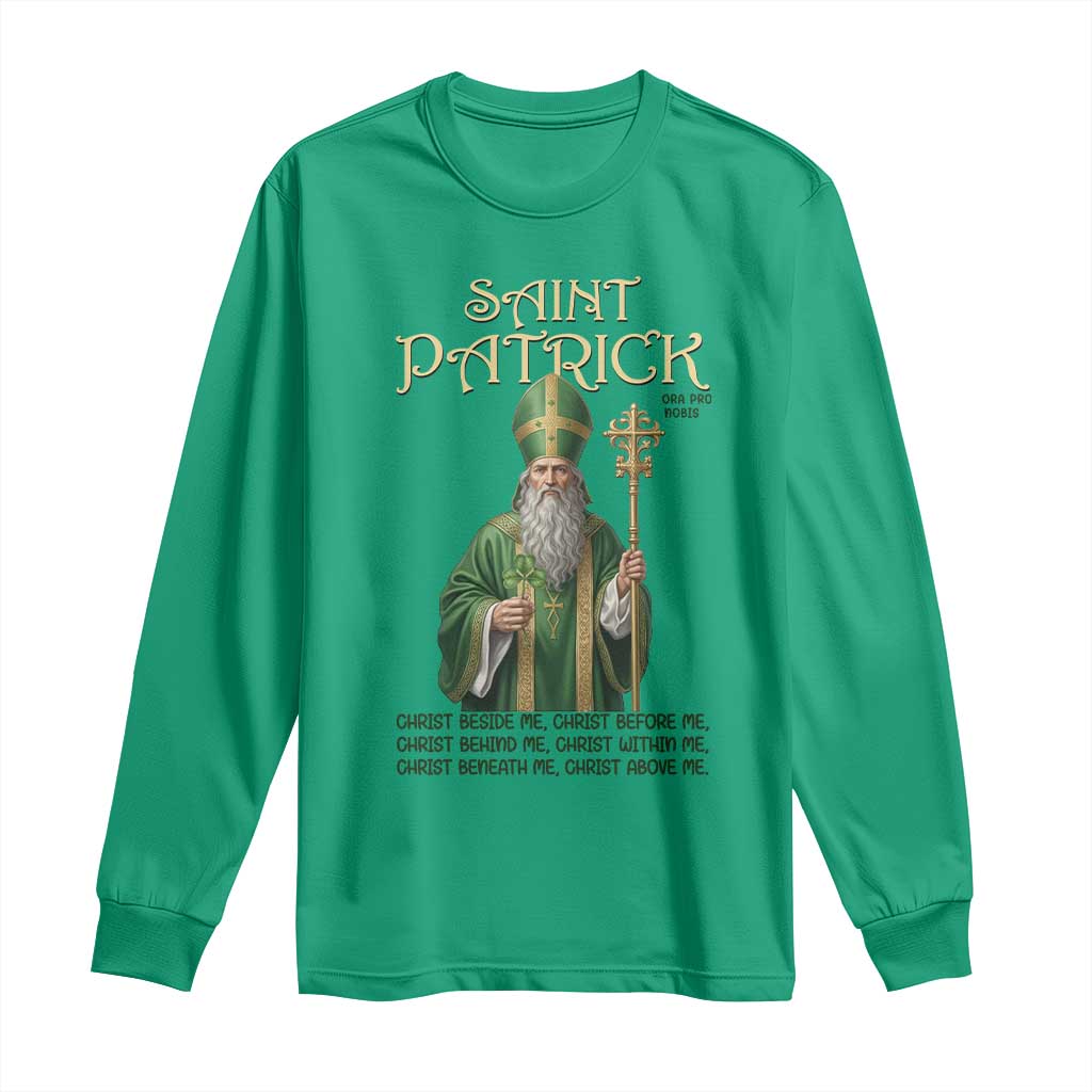 Saint Patrick Ora Pro Nobis Long Sleeve Shirt Irish Christian Prayer