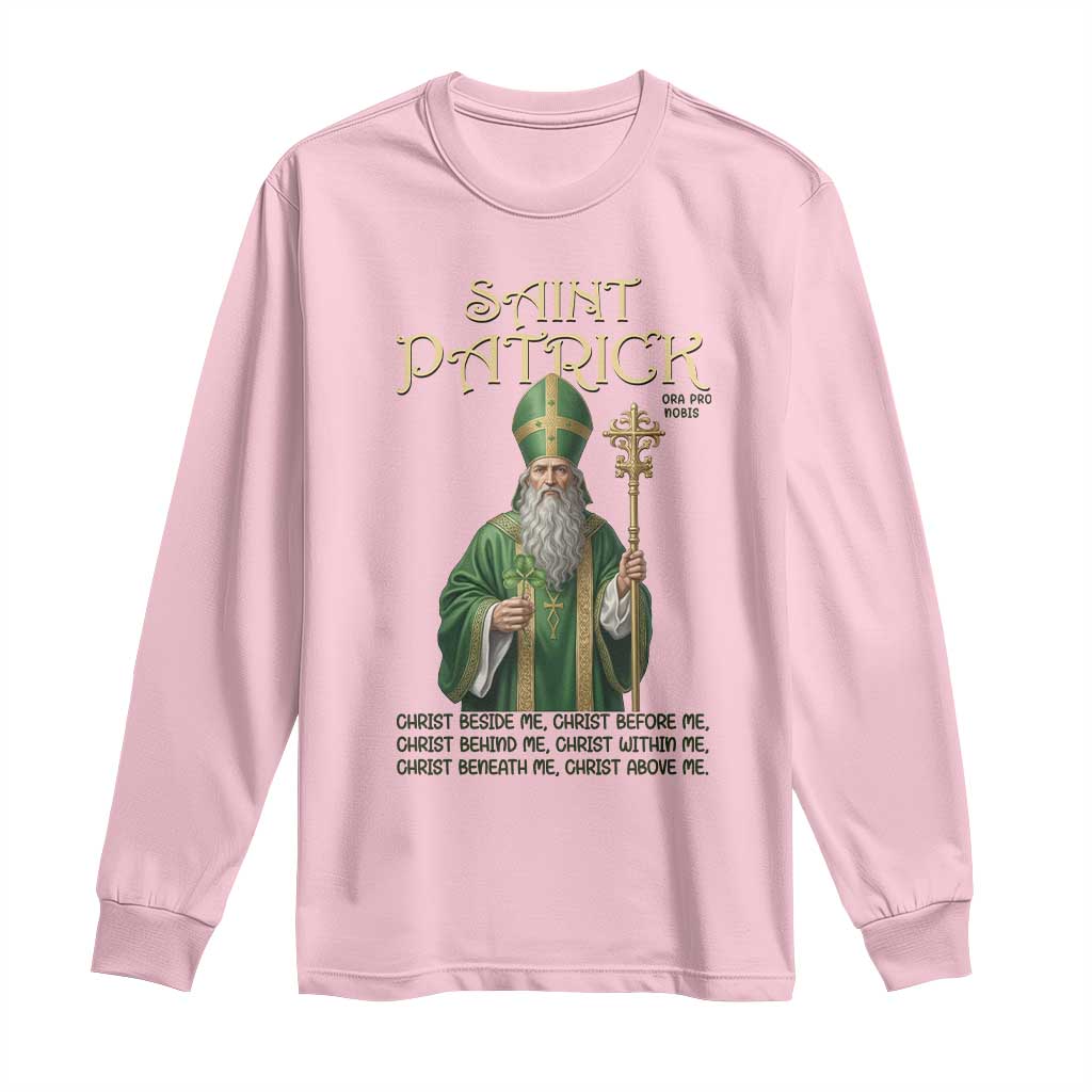 Saint Patrick Ora Pro Nobis Long Sleeve Shirt Irish Christian Prayer