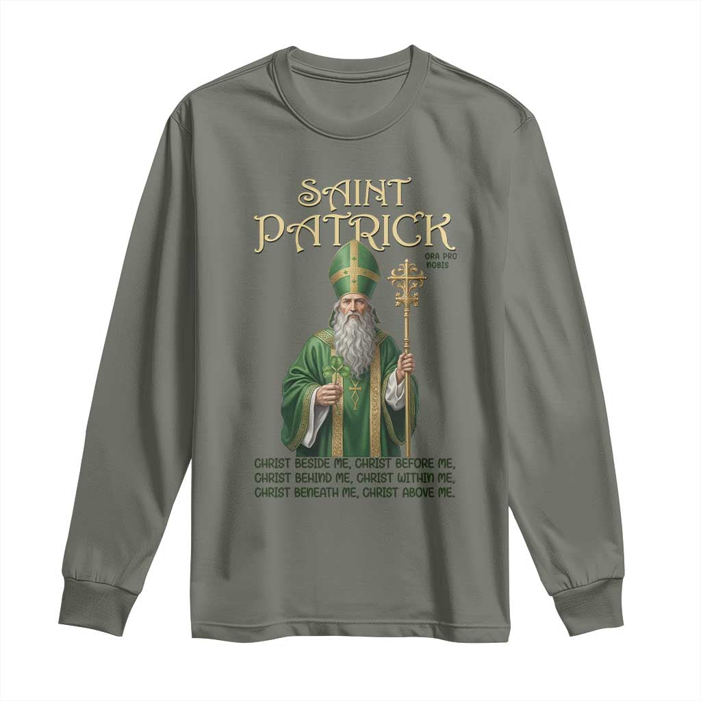 Saint Patrick Ora Pro Nobis Long Sleeve Shirt Irish Christian Prayer