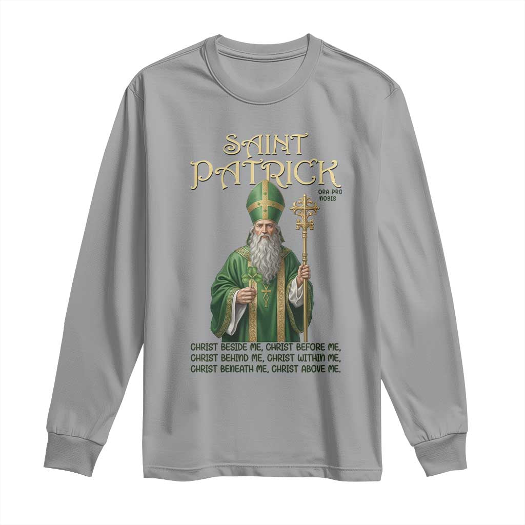 Saint Patrick Ora Pro Nobis Long Sleeve Shirt Irish Christian Prayer