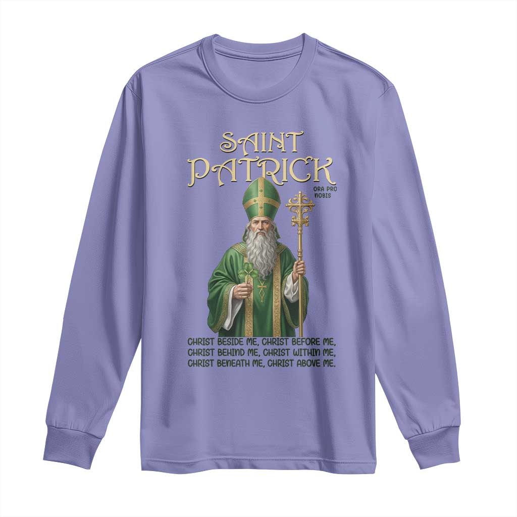 Saint Patrick Ora Pro Nobis Long Sleeve Shirt Irish Christian Prayer