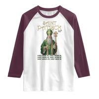 Saint Patrick Ora Pro Nobis Raglan Shirt Irish Christian Prayer